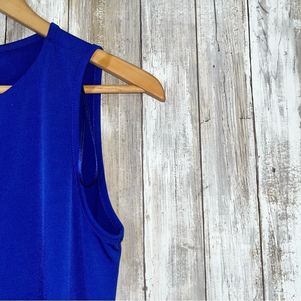 Michael Kors Blue Sleeveless Blouse With Silver Hardware - Picture 2 of 5